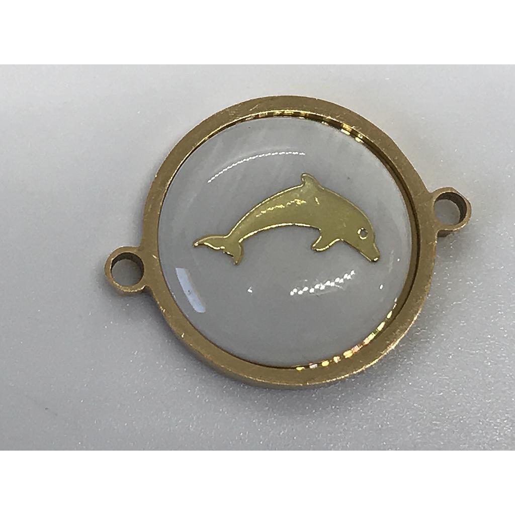 DIJE DELFIN CON CONCHA NACAR ACERO