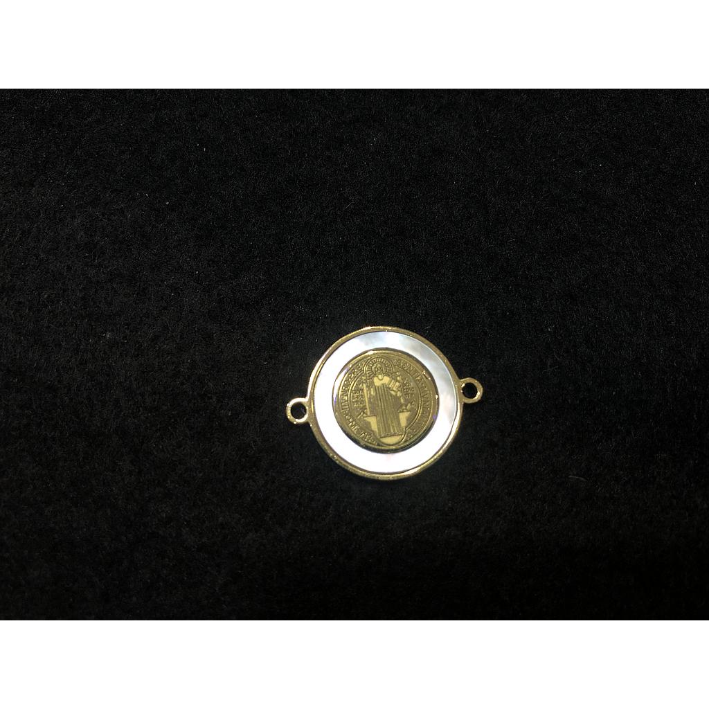 DIJE SAN BENITO DE ACERO CON CONCHA 18MM