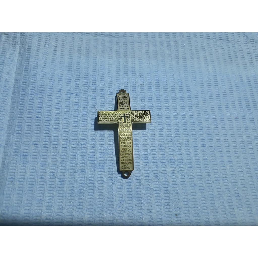 DIJE PADRE NUESTRO CRUZ CURVA ACERO