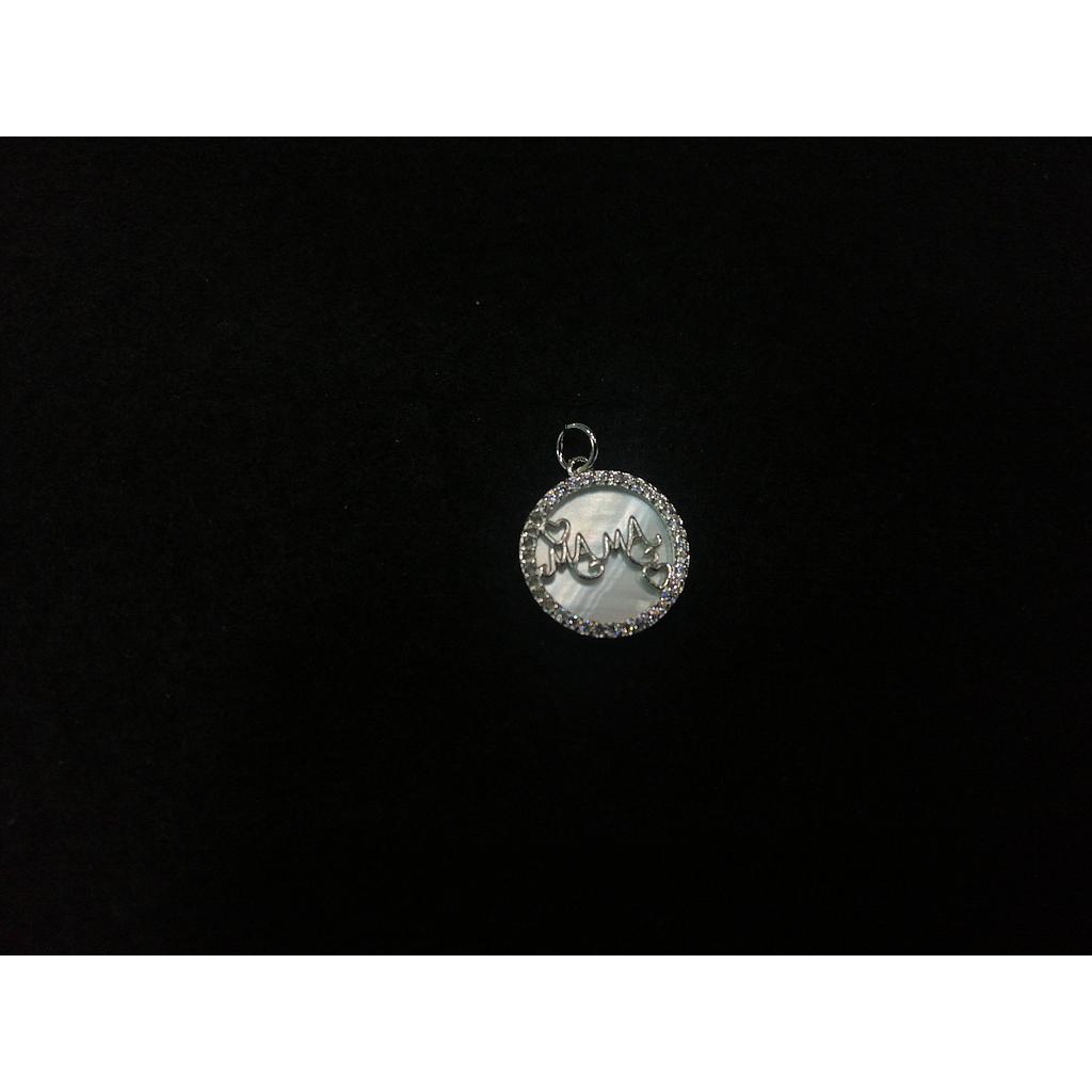 DIJE MAMA  CON CONCHA  NACAR 16MM ELECTROENCHAPADO