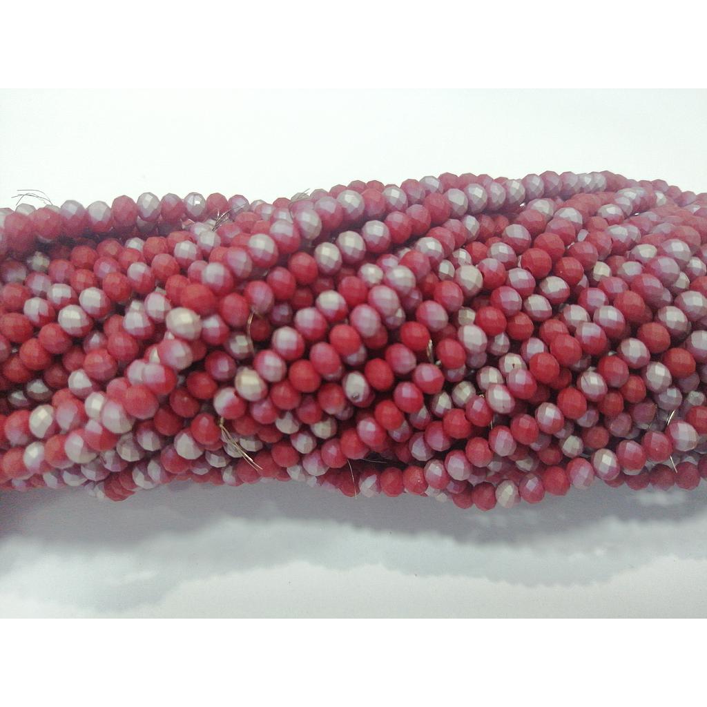 CRISTAL RONDEL ROJO MERMELADA  CON GRIS 4MM