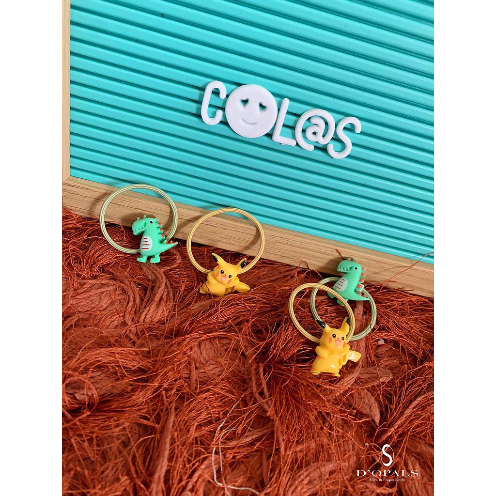 COLAS PIKACHU Y DINO 4PCS