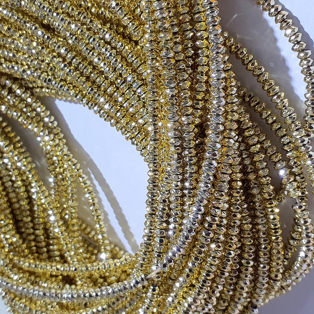 HEMATITA DISCO FACETEADA KC GOLD 4X2MM