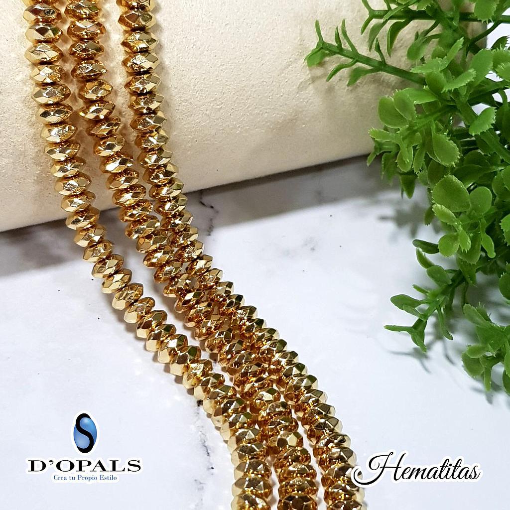 HEMATITA FACETEADA DISCO KC GOLD 6X3MM