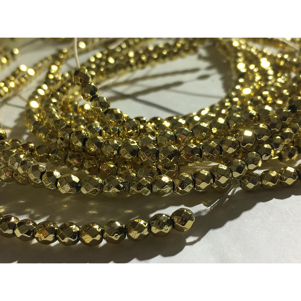 HEMATITA REDONDA FACETEADA KC GOLD 4MM