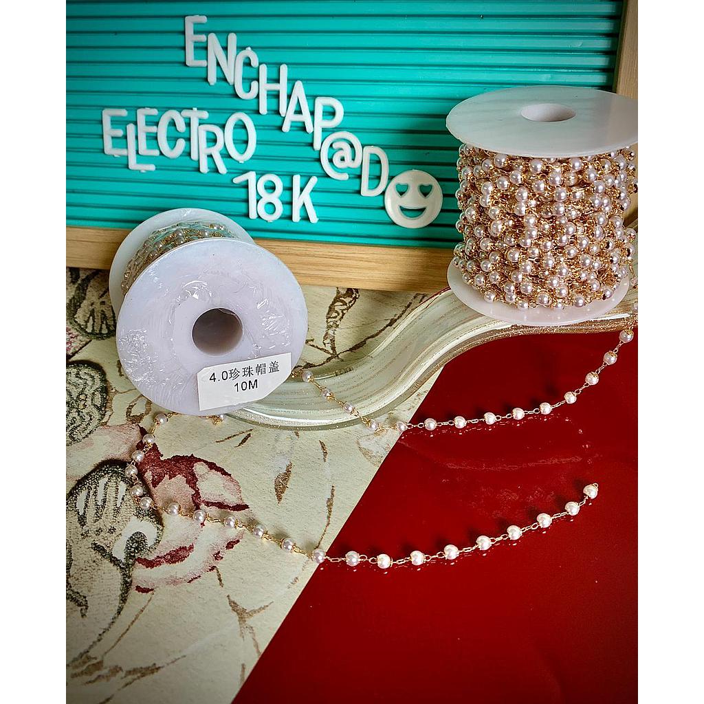 CADENA DE ELECTROENCHAPADO DE PERLAS 4MM POR ROLLO