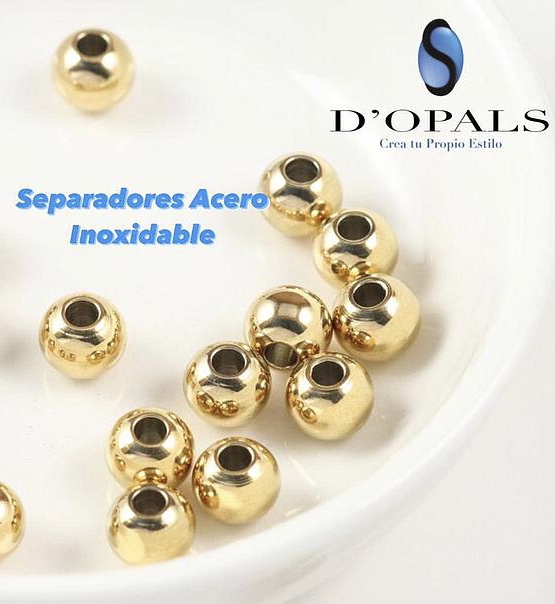 SEPARADOR DORADO 6X3MM AGUJERO GRANDE ACERO 50PCS