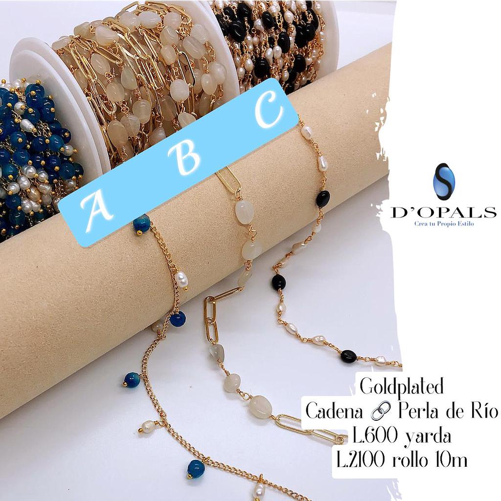 CADENA GOLDPLATED CON PERLA DE RIO, AGATA