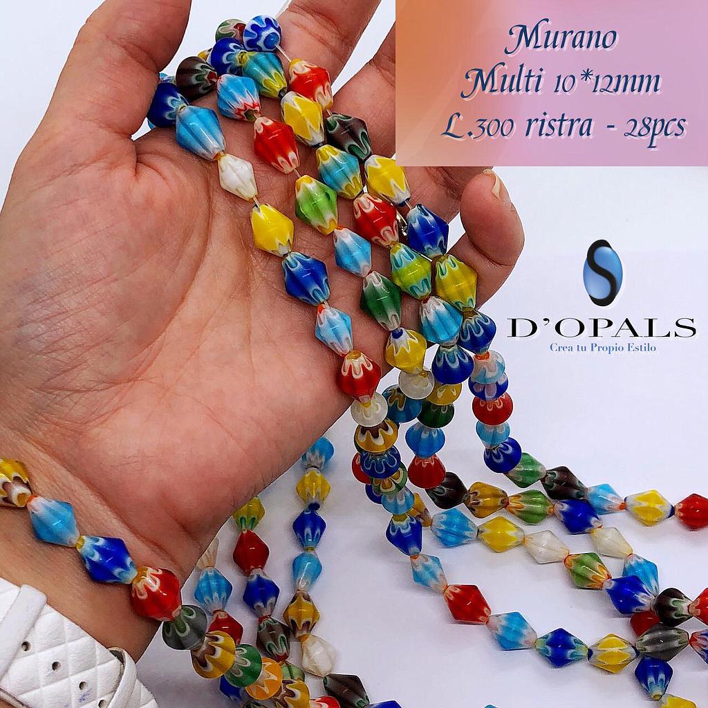 MURANO ROMBOS MULTICOLORES 10X12MM 28PCS APROX.