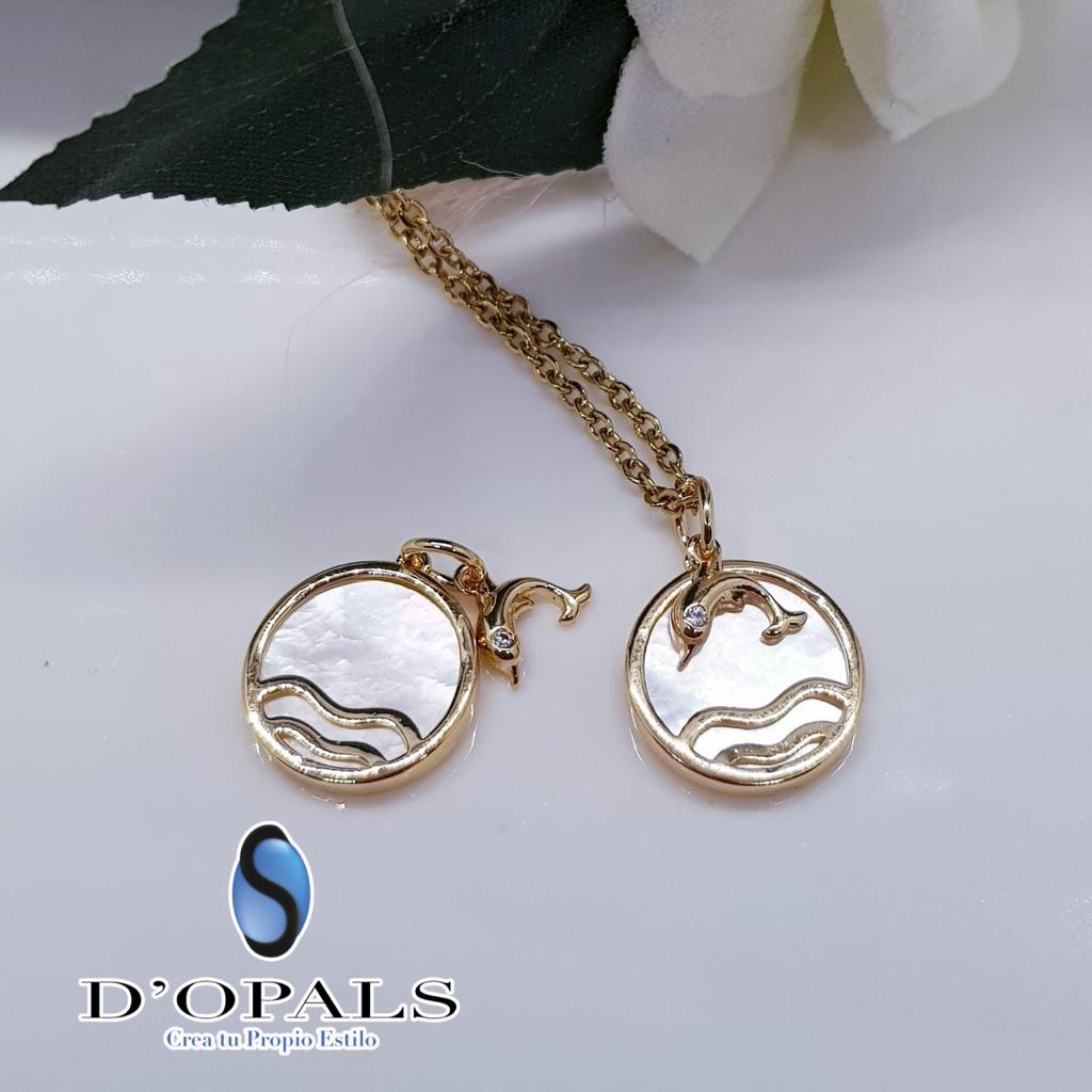 DIJE DELFIN CONCHA NACAR ELECTROENCHAPADO 13MM
