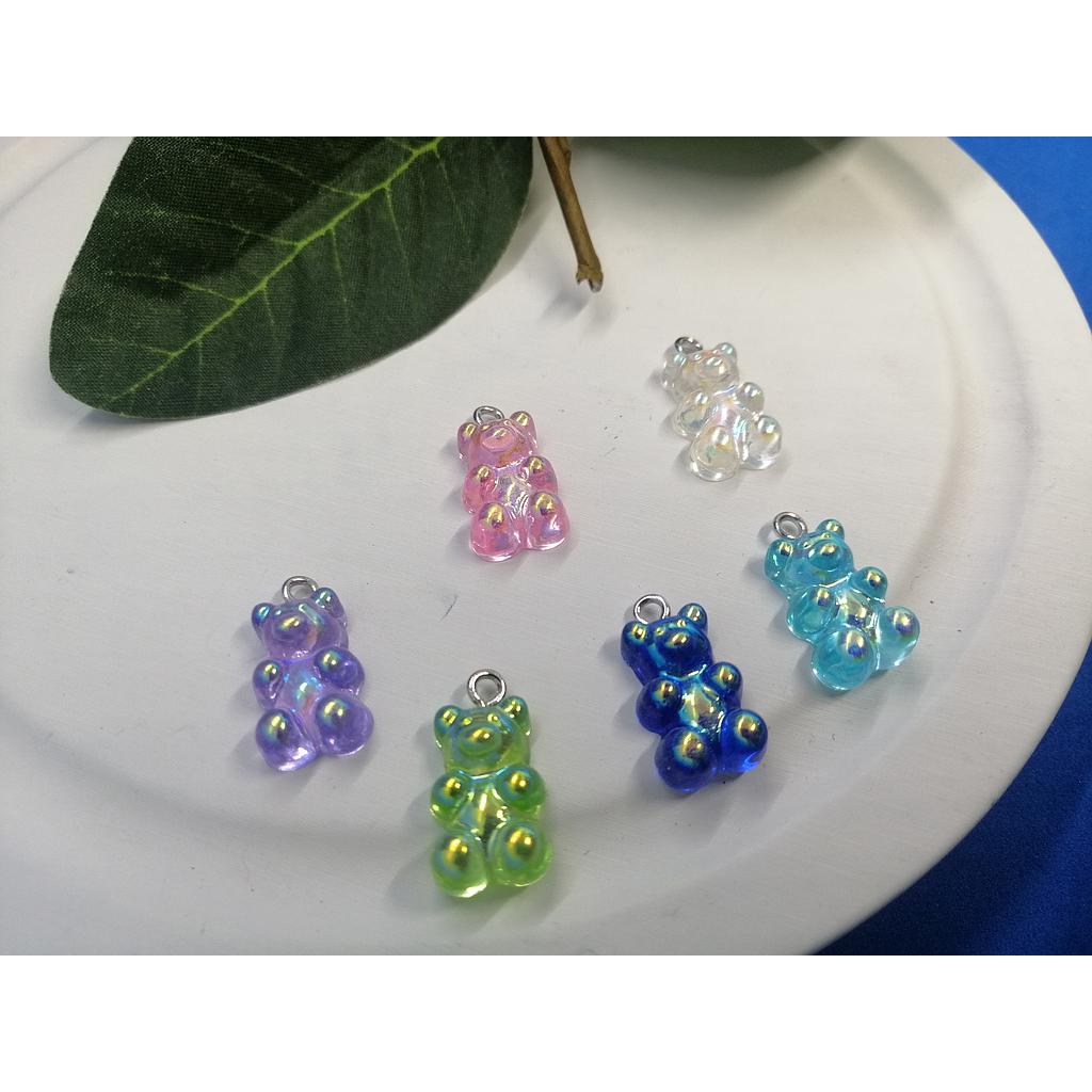 DIJE DE OSO ACRILICO AB NEON 17MM 7PCS