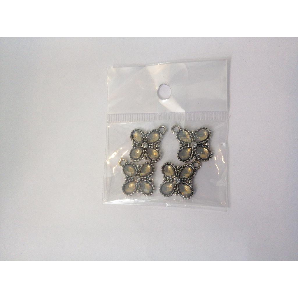 DIJES FLORES CON CRISTALES DE PEWTER 4PCS