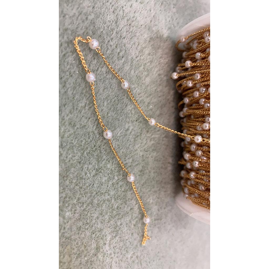 CADENA CON PERLAS 3MM ELECTROENCHAPADO