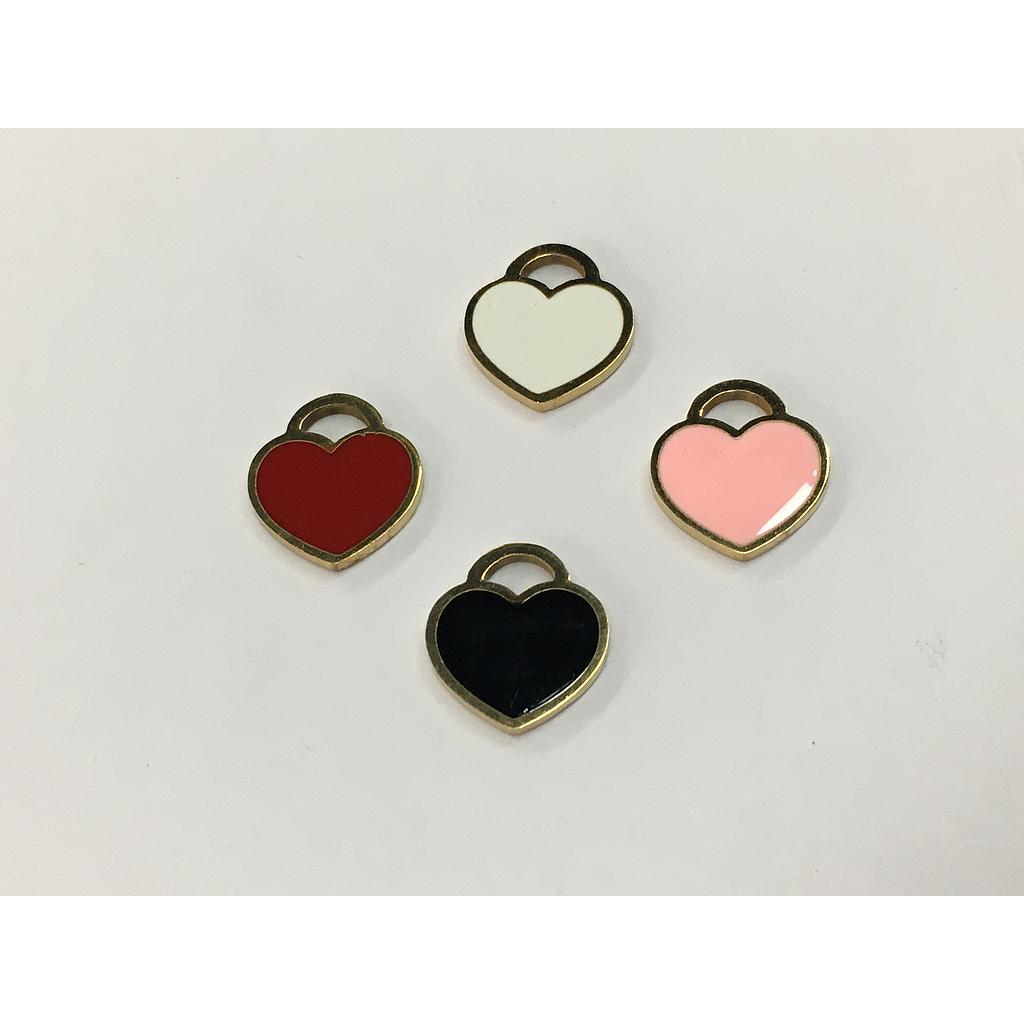 DIJE CORAZON ACERO Y ENAMEL