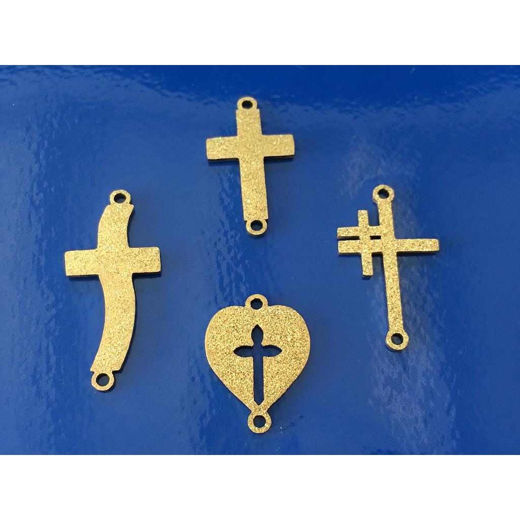 DIJE CRUZ ACERO ESCARCHADO