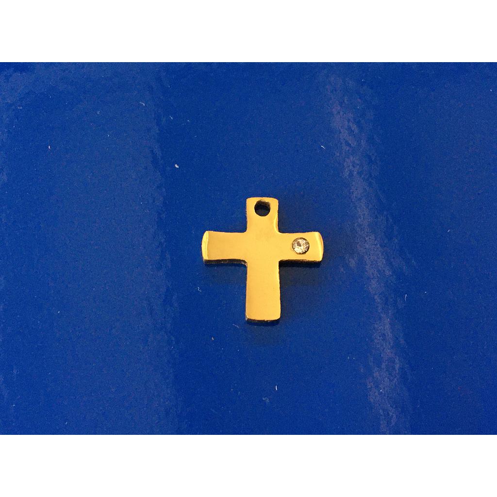 DIJE CRUZ ACERO CON CIRCONIA