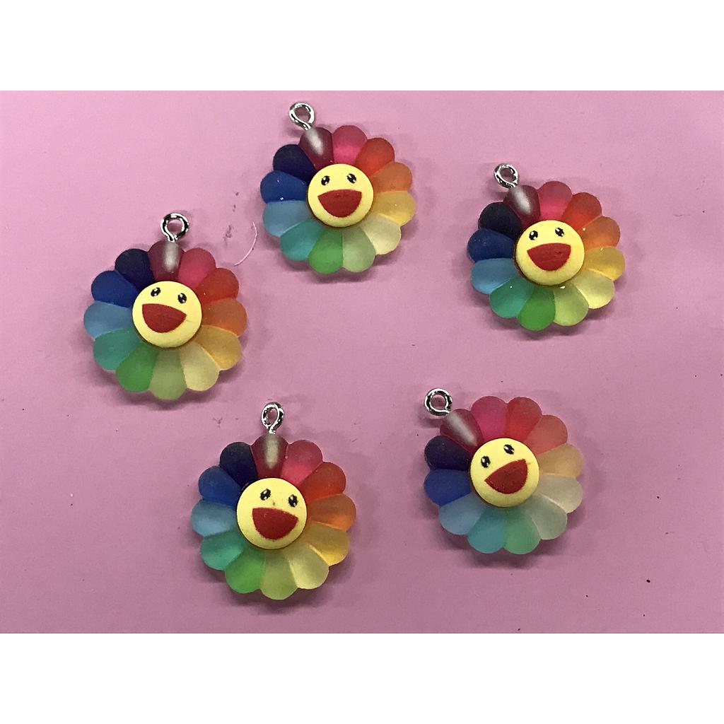 DIJE CARITA Y FLOR ACRILICO