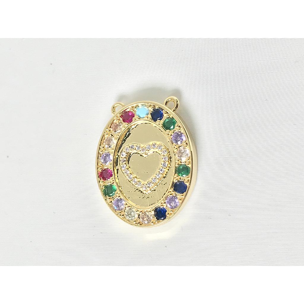 DIJE ESCAPULARIO CORAZON MICROCIRCONIA 23X19MM