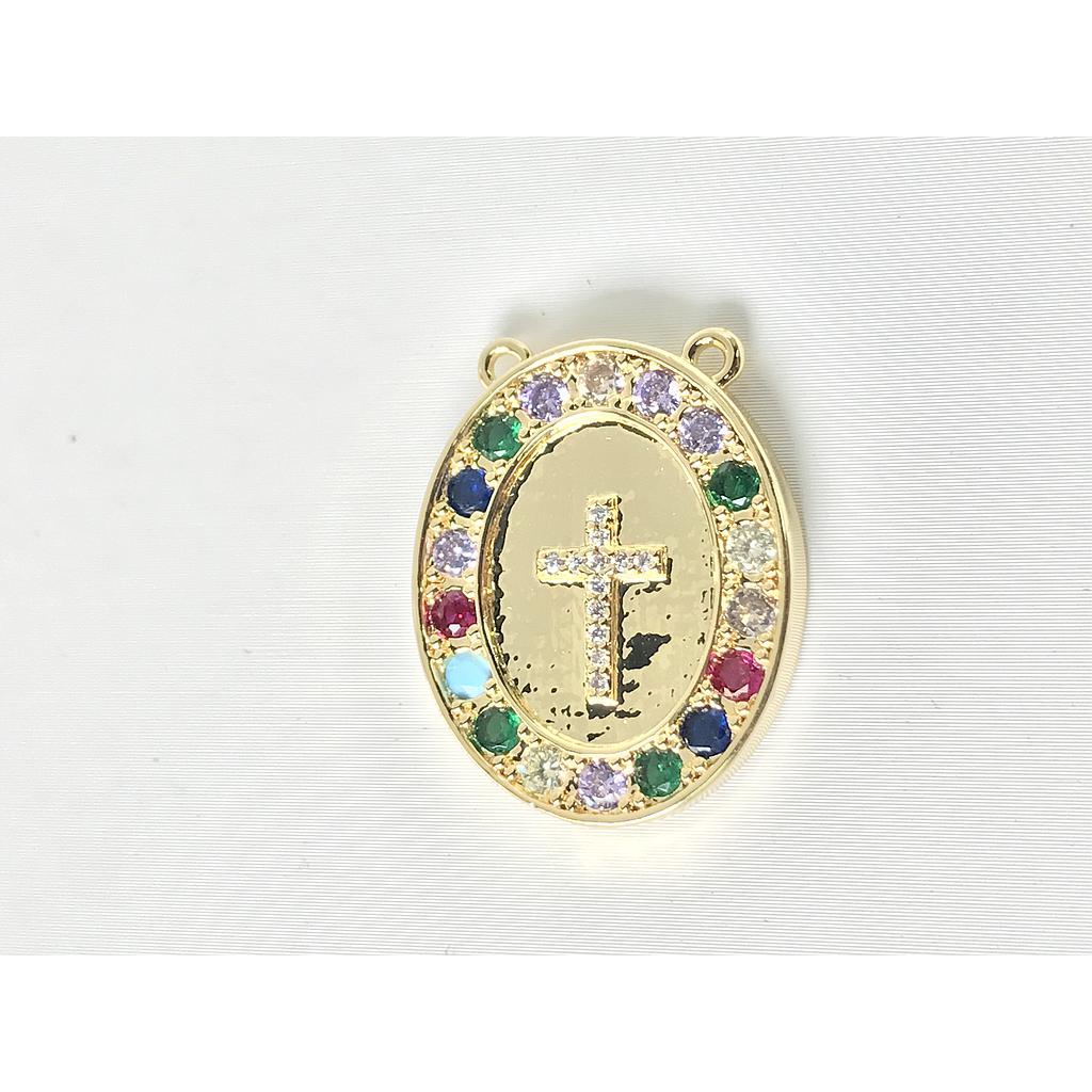 DIJE ESCAPULARIO CRUZ MICROCIRCONIA 23X19MM