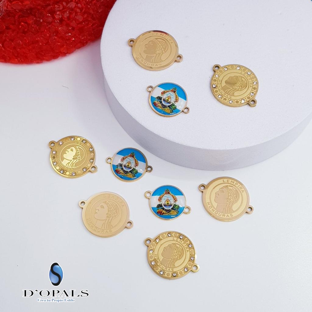 DIJE INDIO LEMPIRA 20MM ACERO CON CIRCONIAS