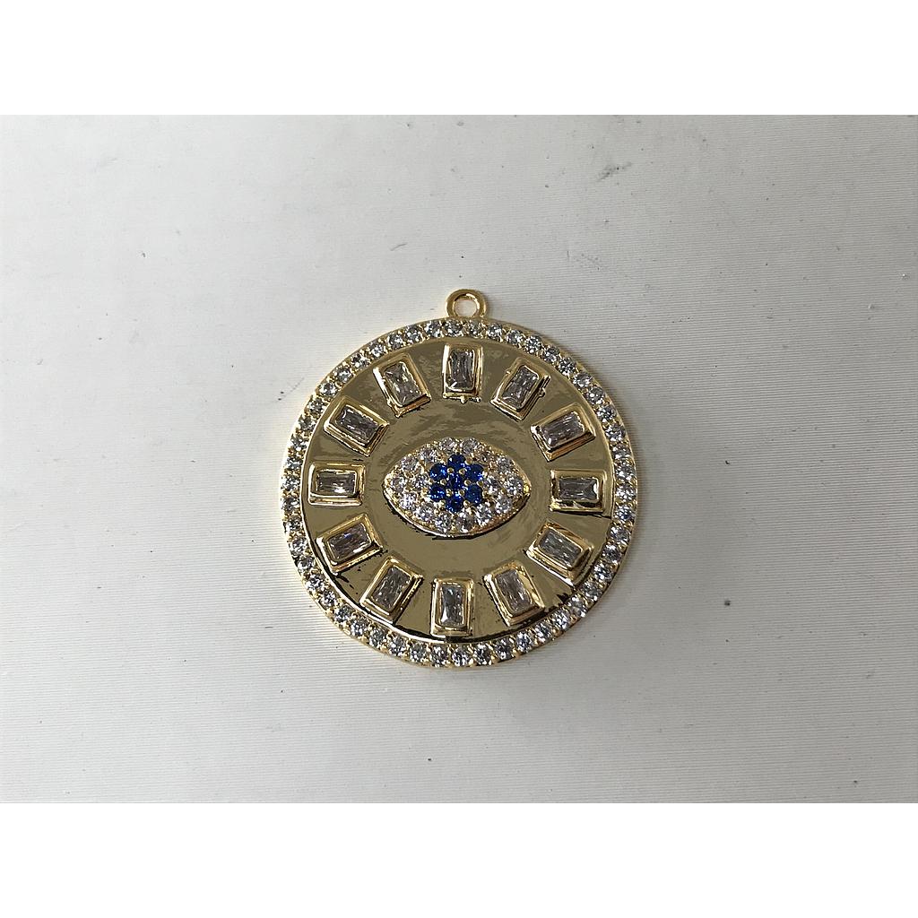 DIJE REDONDO OJO 22MM ELECTROENCHAPADO