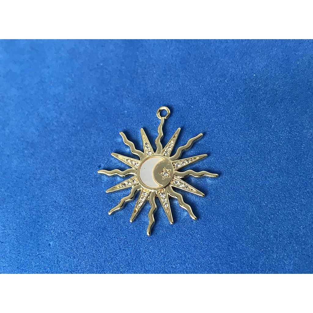 DIJE SOL, LUNA, ESTRELLA ELECTROENCHAPADO