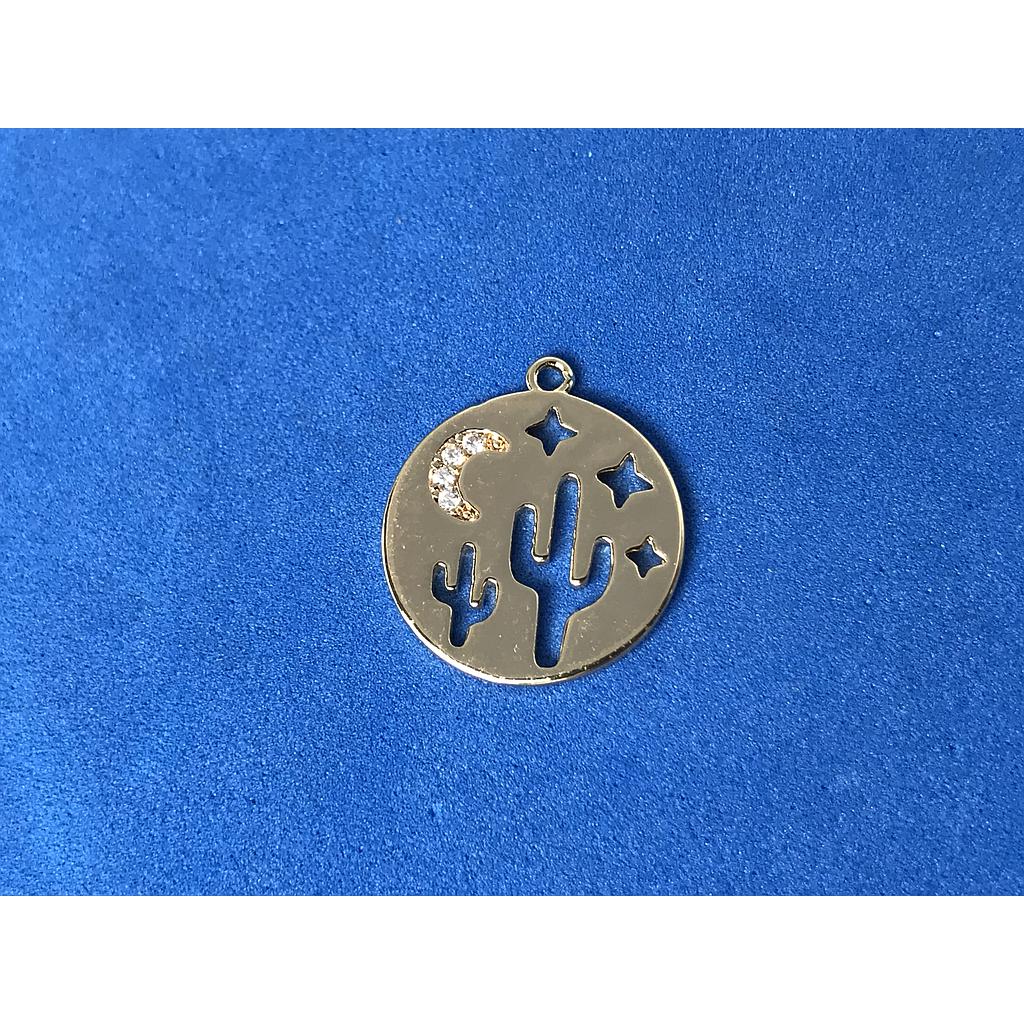 DIJE CACTUS, LUNA, ESTRELLAS ELECTROENCHAPADO