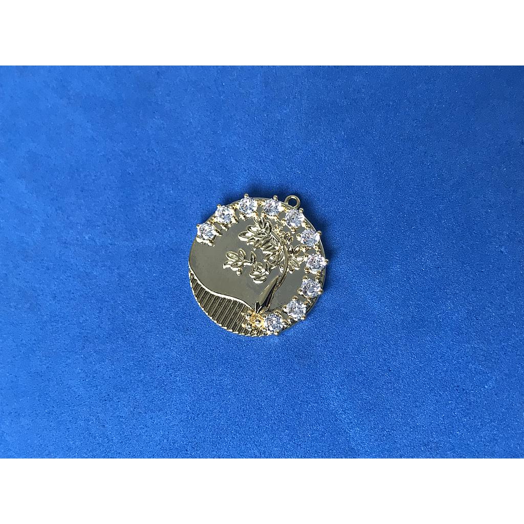 DIJE REDONDO ARBOL 22MM ELECTROENCHAPADO