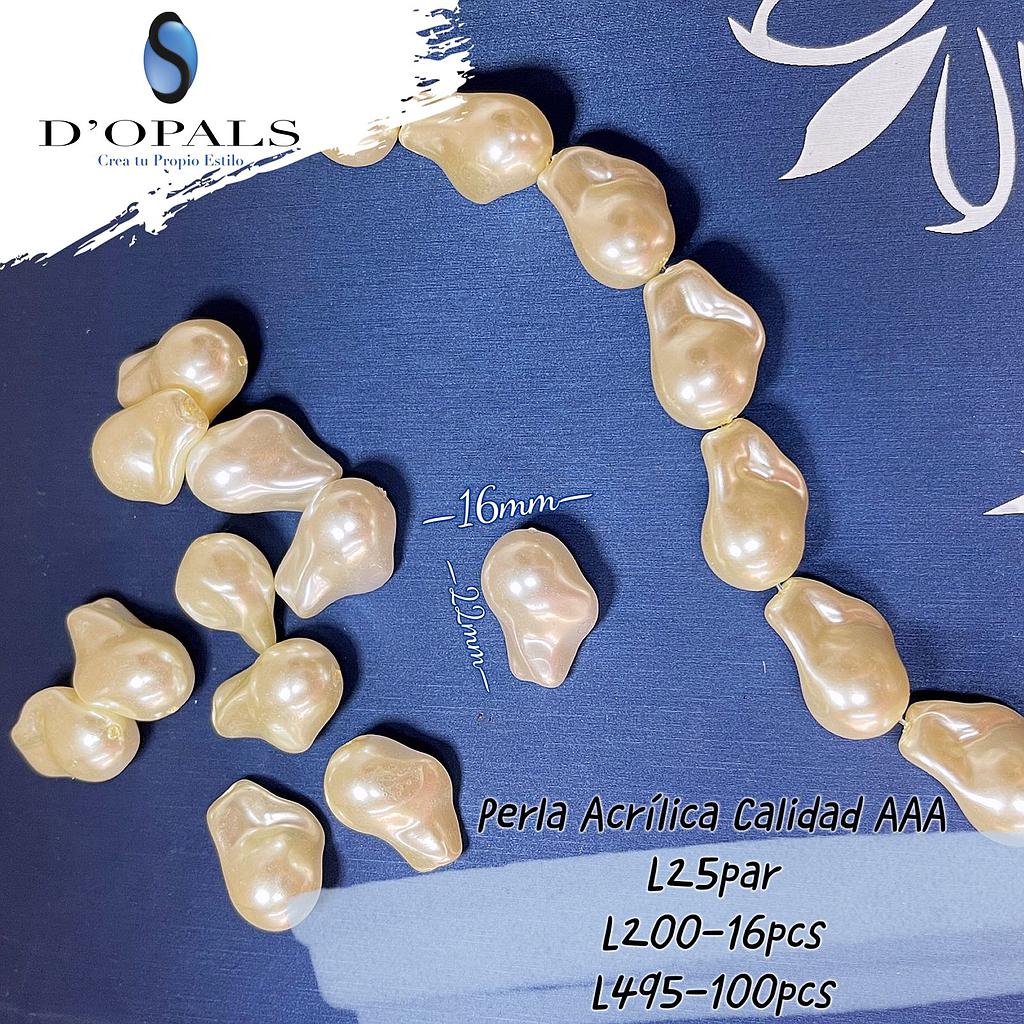 PERLAS ACRILICAS BARROCA 16X22MM RISTRA 16PCS