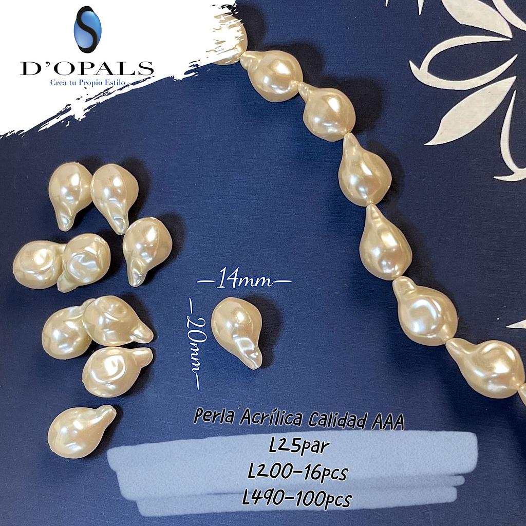 PERLAS ACRILICAS BARROCAS 20X14MM