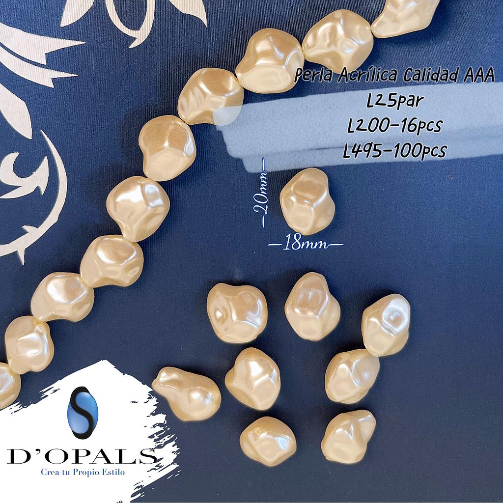 PERLA ACRILICA BARROCA NACARADA 20X18MM RISTRA 16PCS