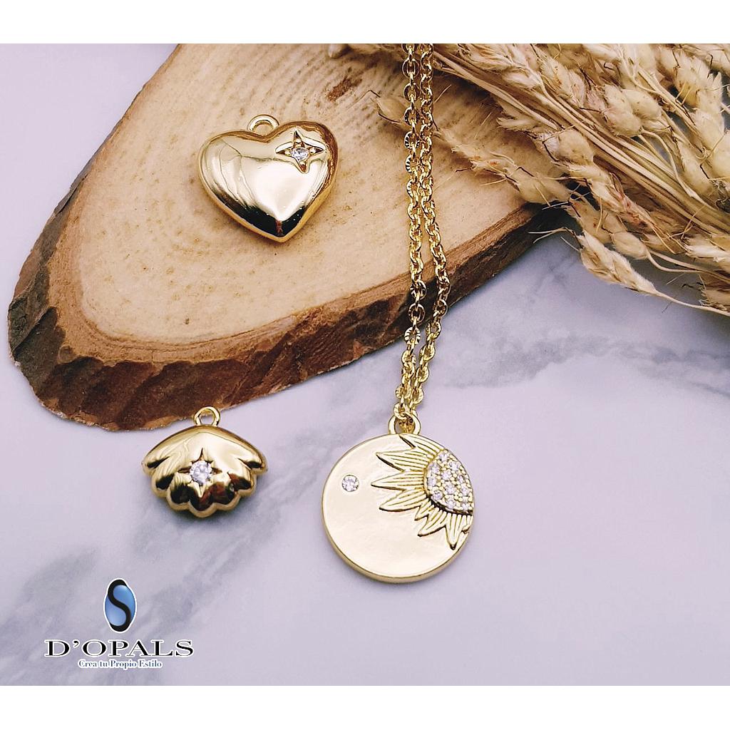 DIJE REDONDO CON GIRASOL MICROCIRCONIA 18MM