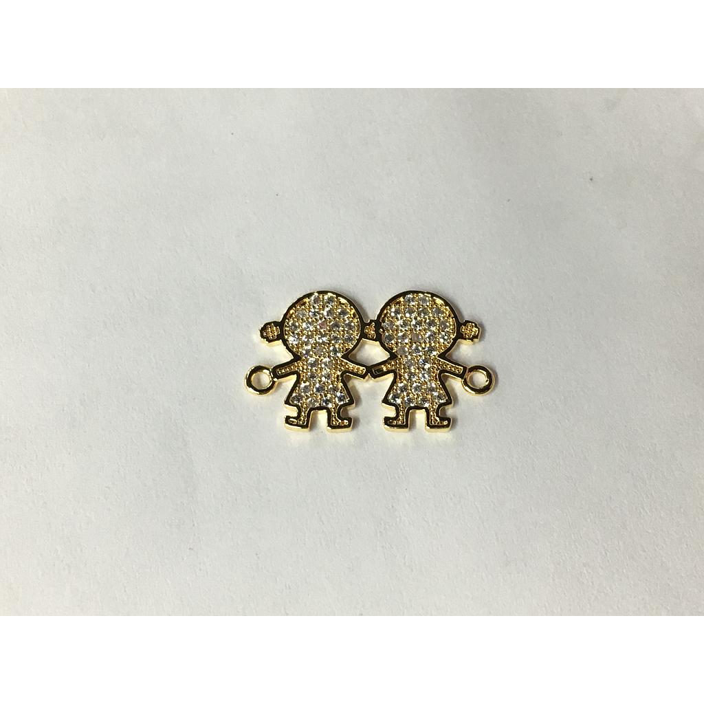 DIJE NIÑAS PAREJA MICROCIRCONIA