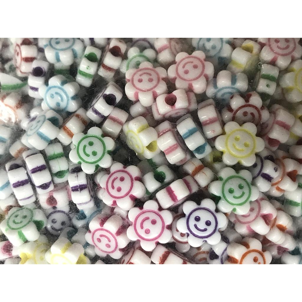 SEPARADOR ACRILICO FLOR CON CARITA 10MM PAQUETE 500GRAMOS