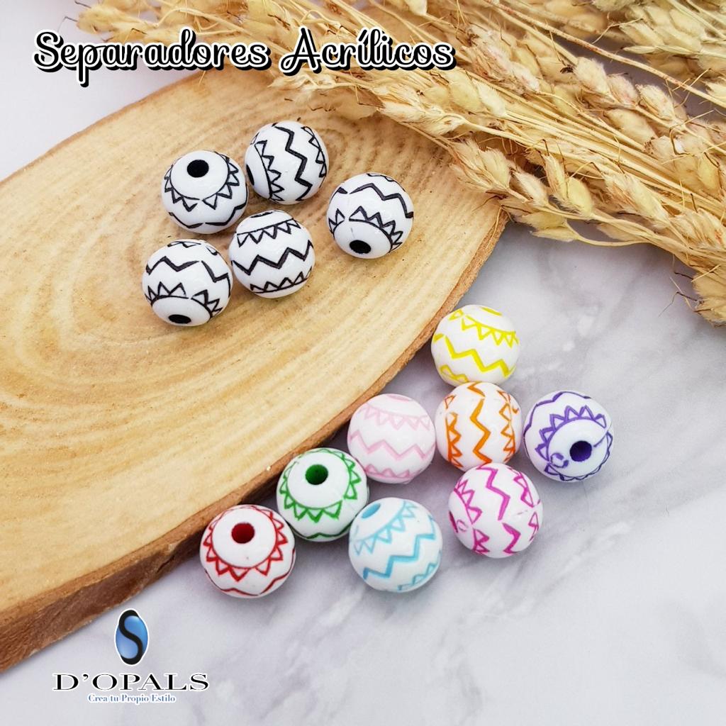 SEPARADOR ACRILICO REDONDO BLANCO Y NEGRO 8MM 10GRS
