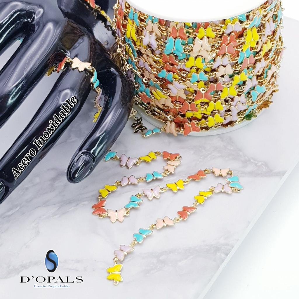 CADENA ACERO Y ENAMEL MARIPOSA