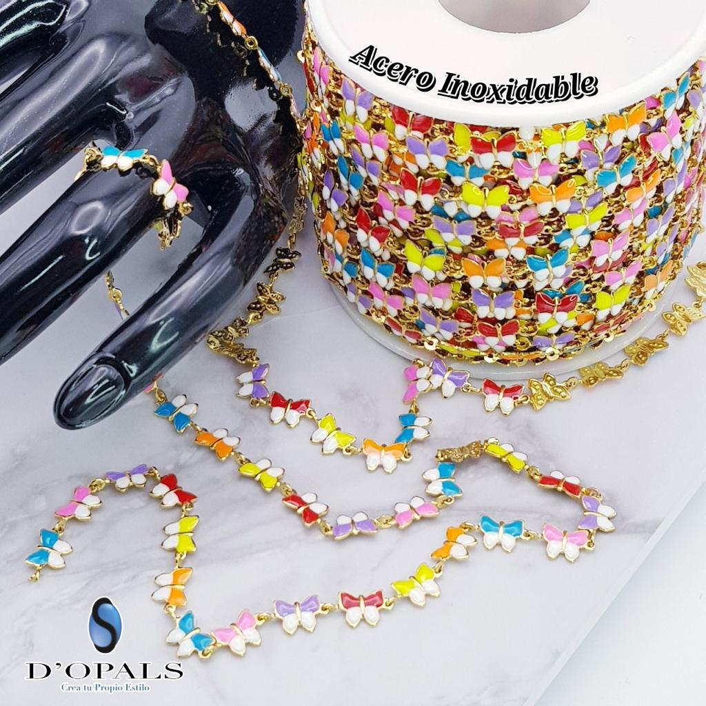 CADENA ACERO Y ENAMEL MARIPOSA