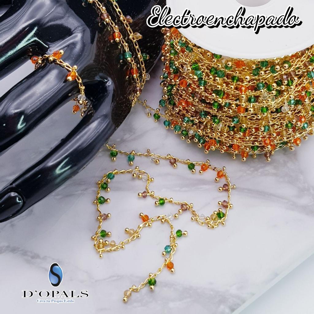 CADENA ELECTROENCHAPADO CON CRISTAL RONDEL