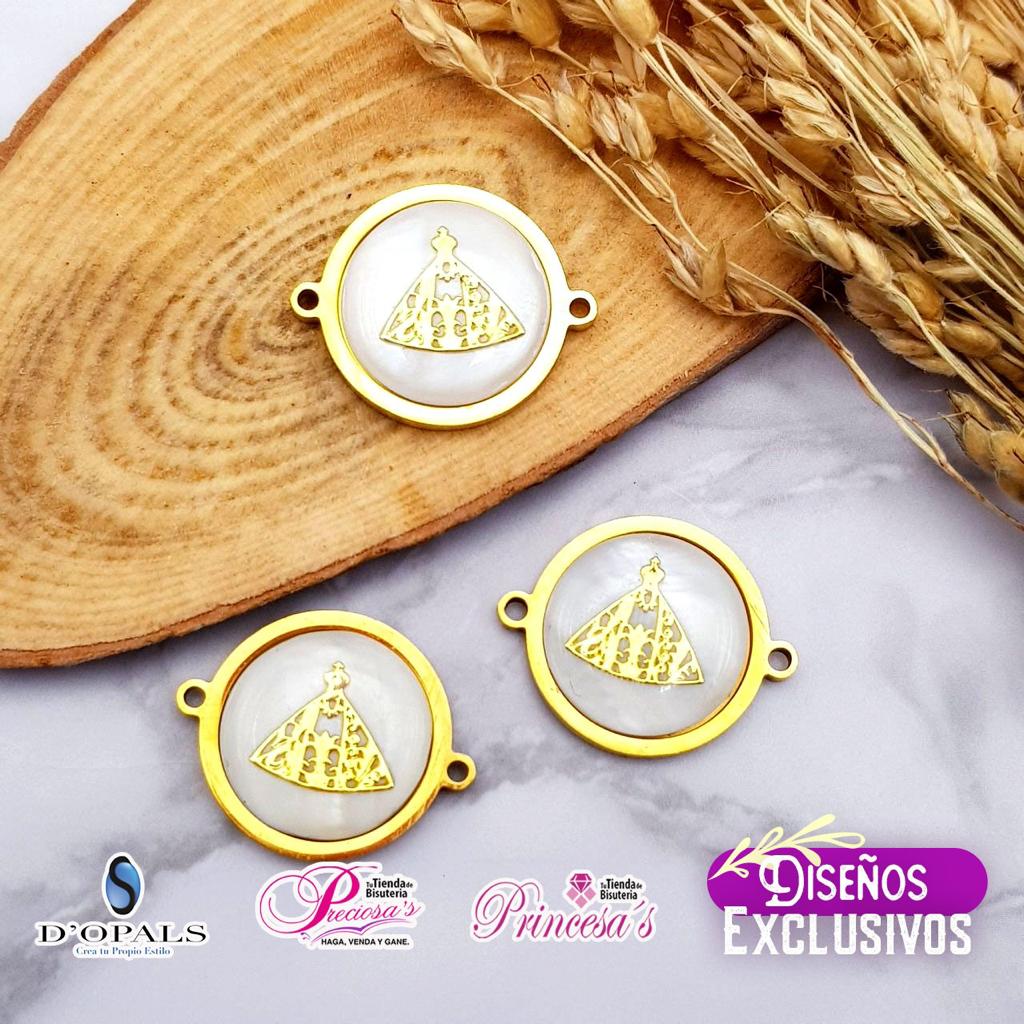 DIJE VIRGEN DE SUYAPA ACERO Y CONCHA