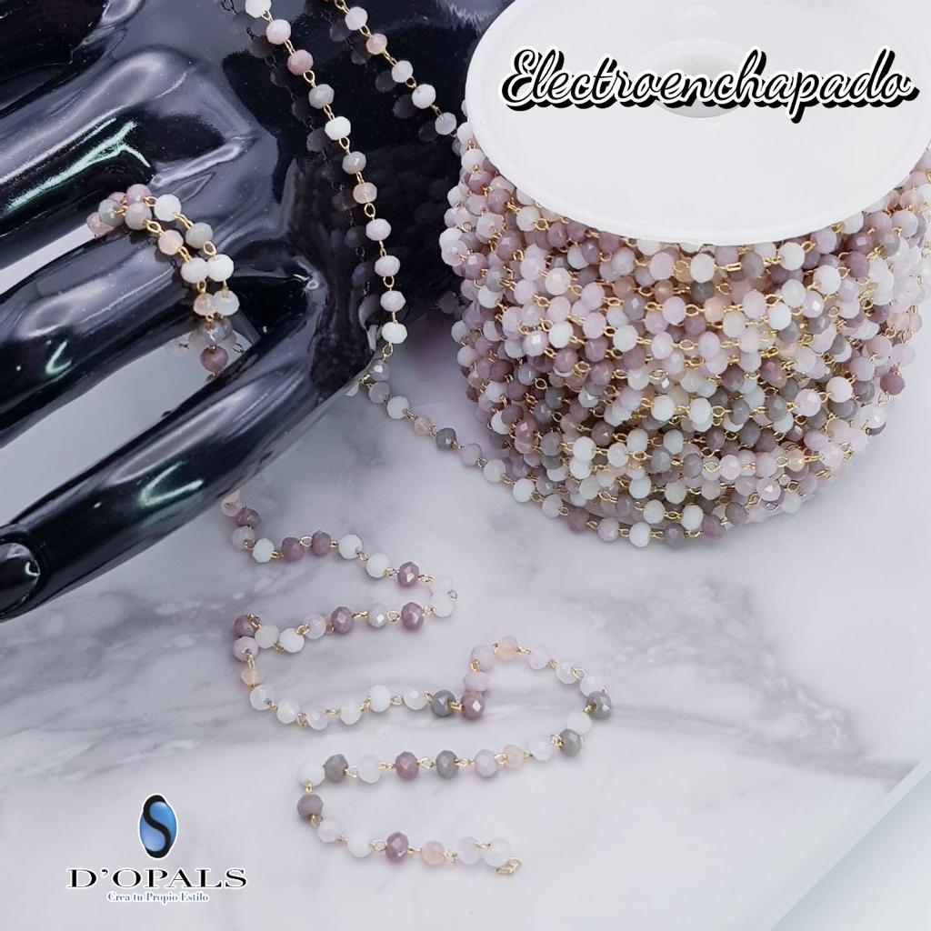 CADENA ELECTROENCHAPADO CON CRISTAL RONDEL