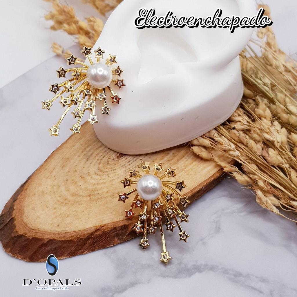 PATENTES CON PERLA Y ESTRELLITAS ELECTROENCHADO