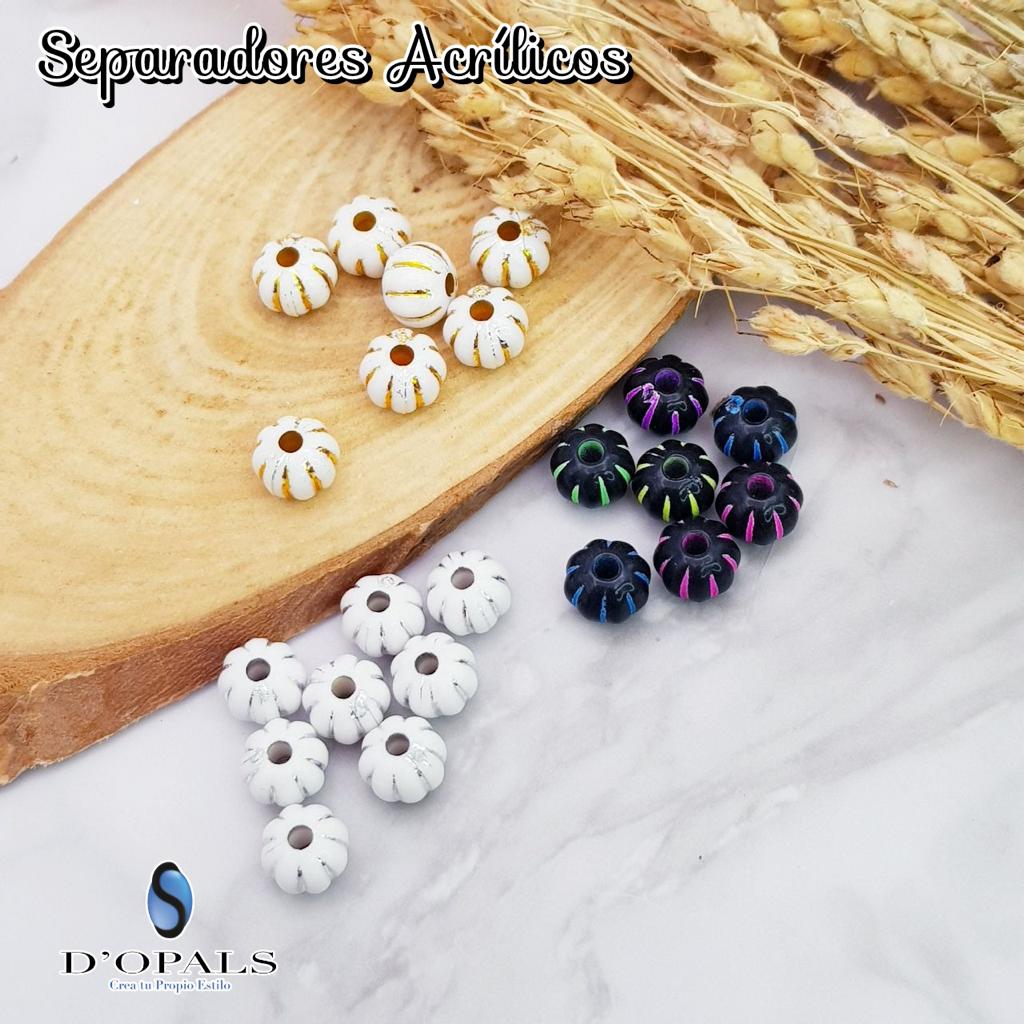SEPARADORES ACRILICOS BLANCO Y PLATEADO 7X6MM PAQUETE 500GRS