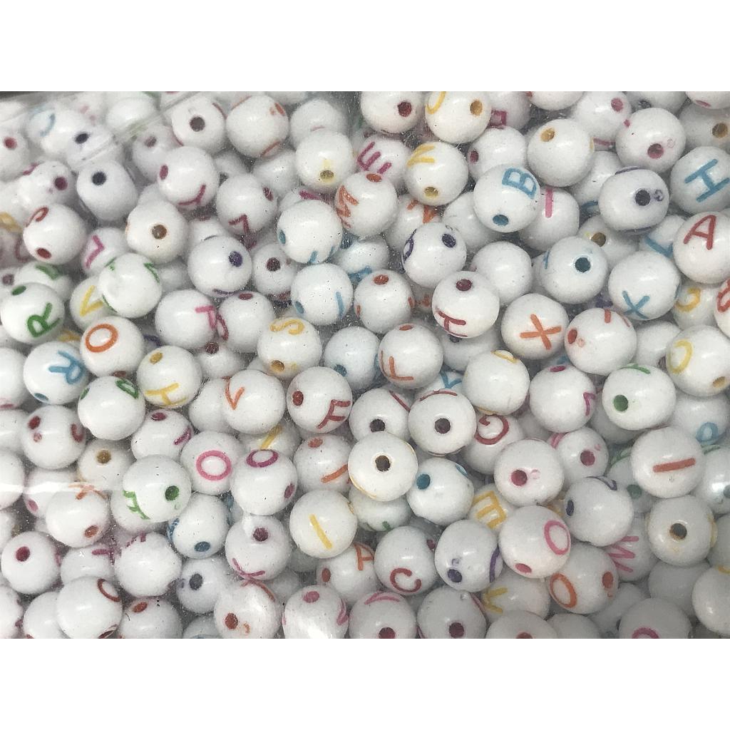 SEPARADORES ACRILICOS LETRAS BLANCAS Y MULTICOLOR 8MM PAQUETE 500GRS