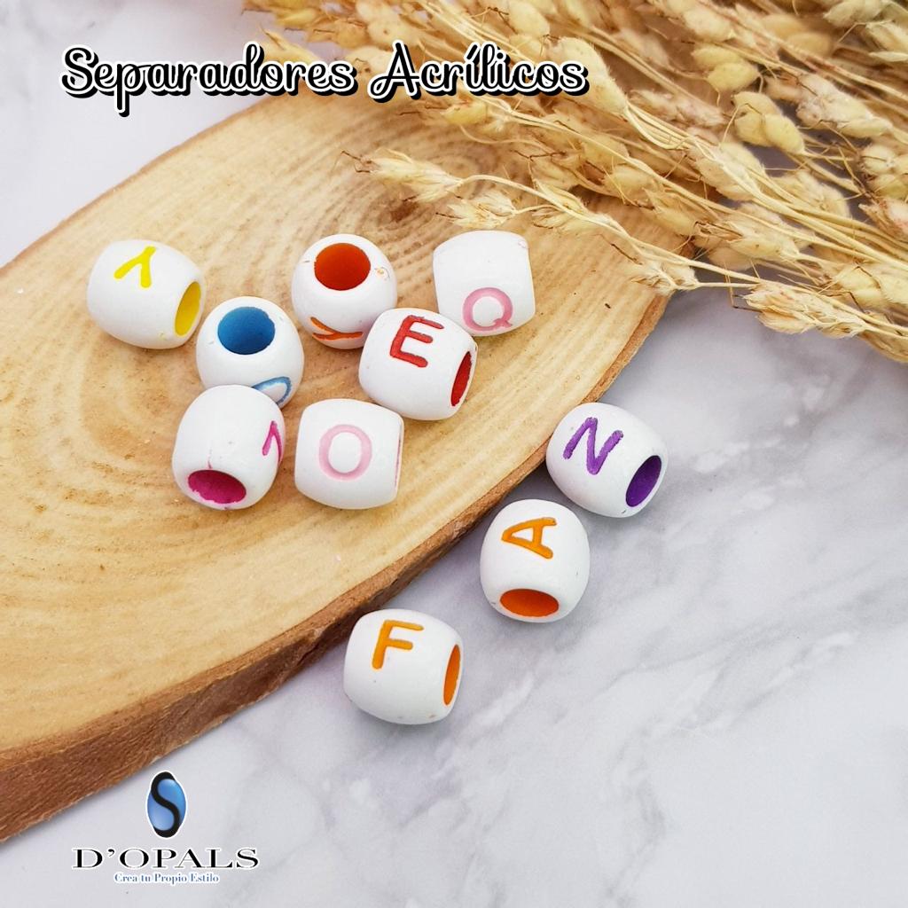 SEPARADORES CILINDRICOS LETRAS BLANCO Y MULTICOLOR 10GRS