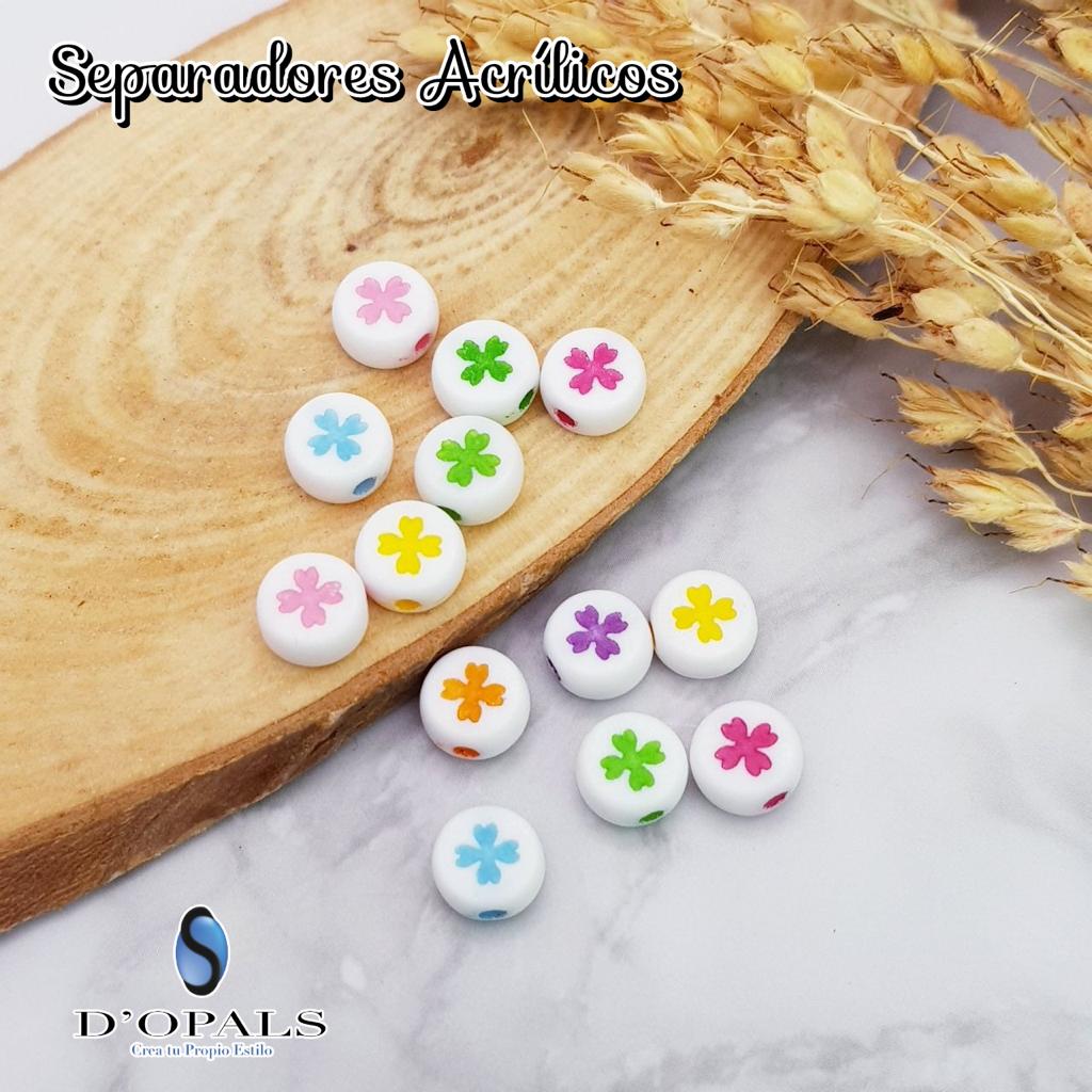 SEPARADORES ACRILICOS TREBOL 7X4MM MULTICOLOR PAQUETE 500GRS