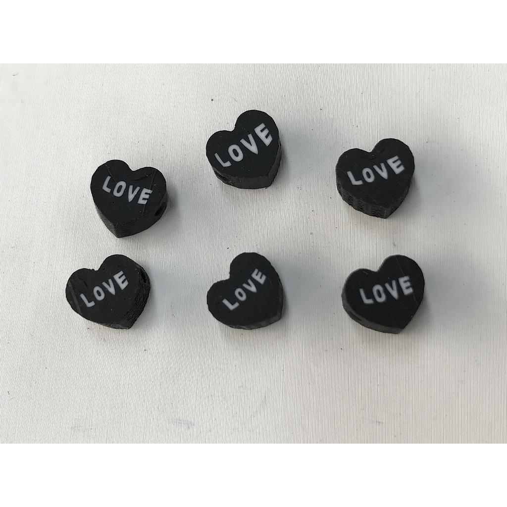 FIMO CORAZON LOVE NEGRO 6PCS