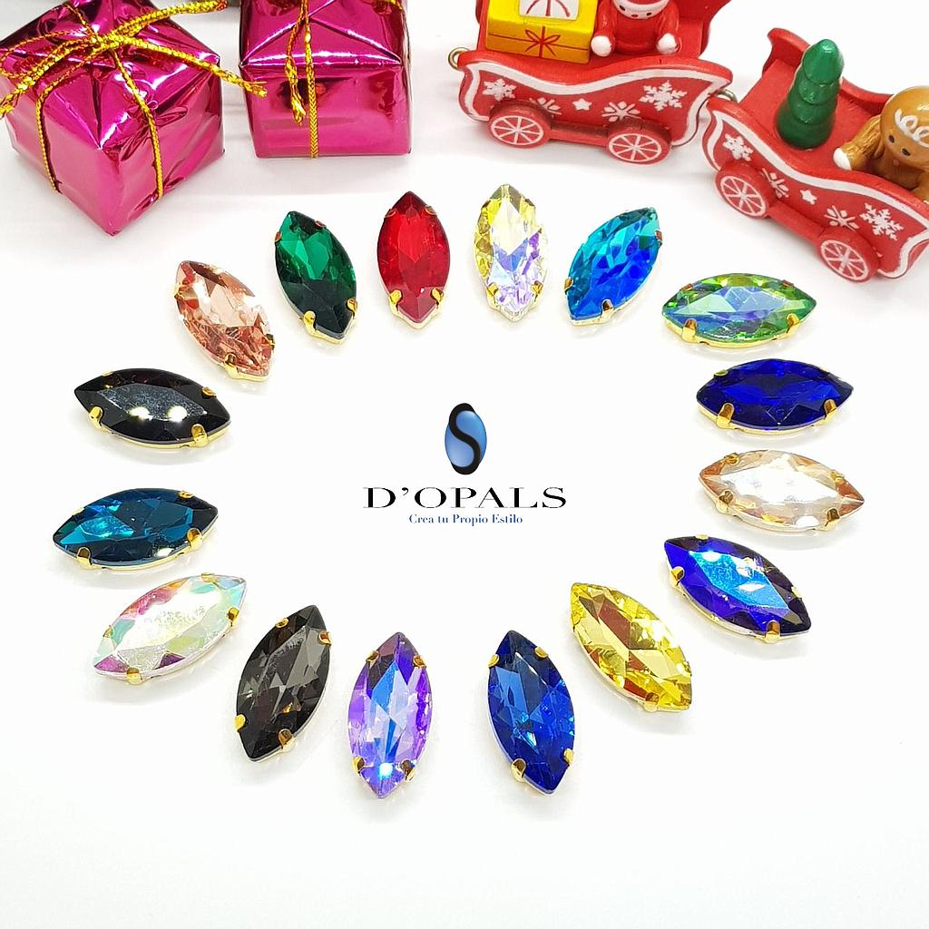 CRISTAL ENGARZADO LAGRIMA GRANDE 13X27MM BOLSA 6 PARES