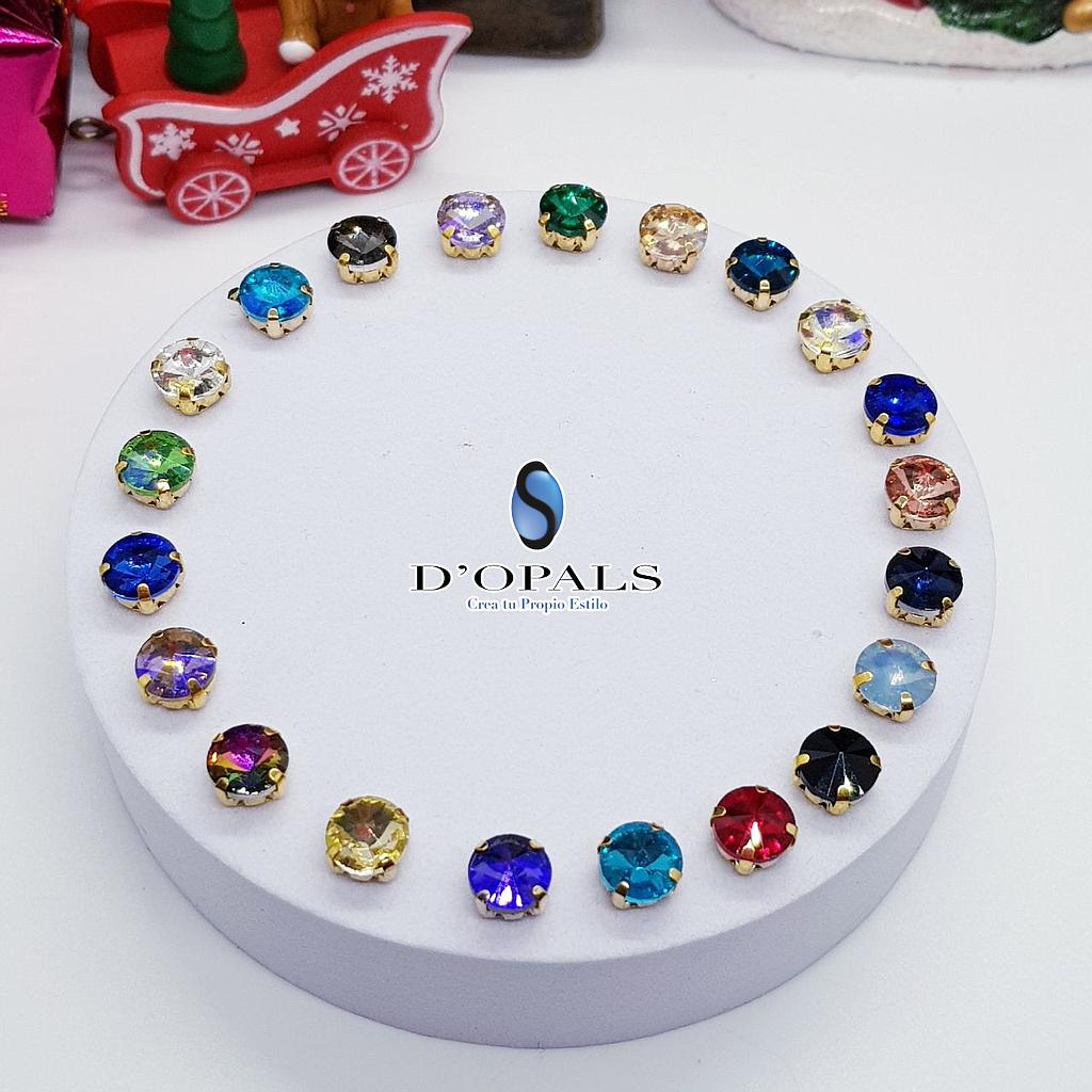 CRISTAL ENGARZADO REDONDO PEQUEÑO 8MM BOLSA 6 PARES