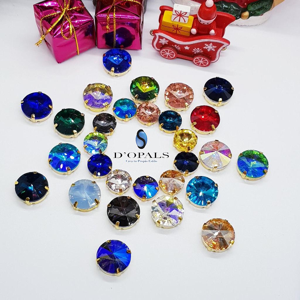 CRISTAL ENGARZADO REDONDO MEDIANO 14MM BOLSA 6 PARES