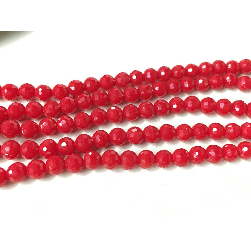 CRISTAL REDONDO FACETADO ROJO CEREZA 6MM